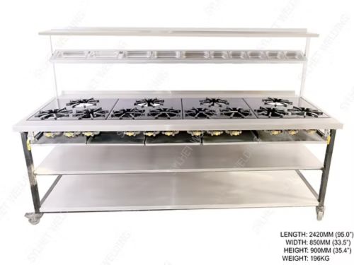 Commercial Gas cooker - 12 Burner Gas cooking range - heavy duty Indian restaurant cooker