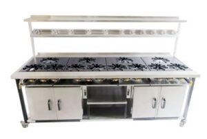 12 burners gas cooking range - Commercial gas cooker - With two warming hot oven