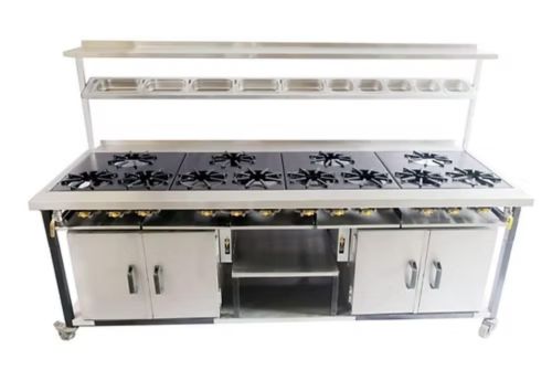 12 burners gas cooking range - Commercial gas cooker - With two warming hot oven