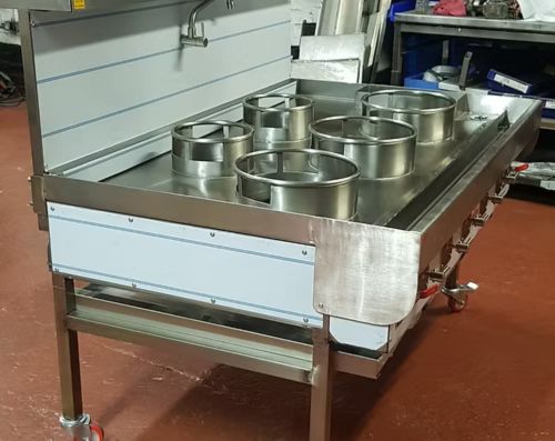 Chinese Wok cooker - 5 burner high power turbo wok cooking range - vortex burner