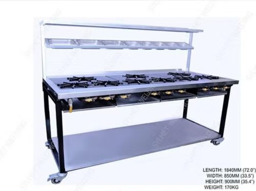 9 Burner Commercial Gas cooking range - Indian or Thai restaurant gas cooker