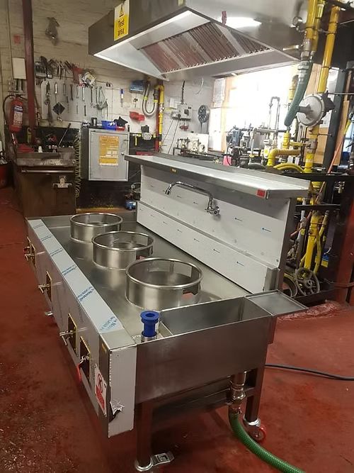 Chinese Wok Cooker heavy Duty 3 Burner 1 Line Chinese or Thai Commercial Gas Cooker